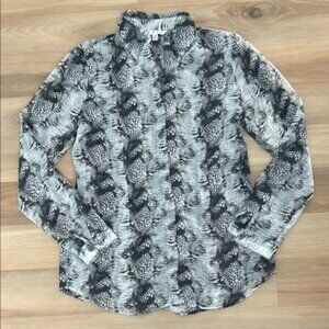 Sheer Black & White Snake Skin Cabi Blouse